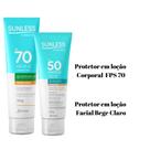 Protetor Solar Corporal FPS 70 120g + Protetor Solar Facial FPS 50 60g Bege Claro Protetor Solar Corporal FPS 70 120g + Protetor Solar Facial FPS 50 60g Bege Claro