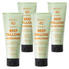 Protetor solar MKZEA Beef Tallow SPF 40 para rosto e corpo, pacote com 4