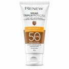 Protetor Solar Renew Avon Tripla Proteção FPS 50 Cor Media Escura 40g - Com Ácido Hialurônico e Efeito Matte