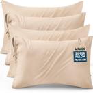 Protetores de travesseiro Utopia Bedding Queen Pacote com 4 Fecho de zíper Tecido macio de microfibra escovada Protetores de travesseiro resistentes ao encolhimento e ao desbotamento Queen Size 20 x 30 polegadas (bege)