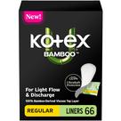Protetores diários Kotex Bamboo absorção leve tamanho regular 66 unidades