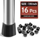 Protetores para pés de cadeira Sopito 7/8" em borracha, pacote com 16, preto