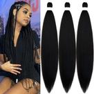 Pruyo de cabelo trançado, pré-esticado, 30 cm, preto, Kanekalo x3
