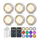 Puck Lights TECOMLIGHT operado por bateria com controle remoto, pacote com 6 unidades brancas Puck Lights TECOMLIGHT operado por bateria com controle remoto, pacote com 6 unidades brancas