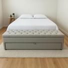Puf Baú Com Gaveta de Casal 140x50x45cm Cor Bege Claro - material sintético - Modelo Sapateira
