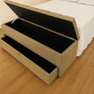 Puf Baú (Estofada) Sapateiro com Gaveta Tamanho King 195x50x45cm Cor Bege - Veludo Suede Liso
