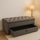 Puf Baú Estofado Modelo Capitonê Tamanho de Casal 140x40x45cm Cor Marrom Claro - Alta Qualidade