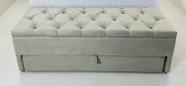 Puf Baú Gaveta Casal Com 2 Compartimentos 140x50x45cm Na Cor Bege Claro - Alta Qualidade