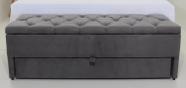 Puf Baú Gaveta Casal Em Veludo Liso 140x50x45cm Na Cor Cinza Escuro - Estrutura em MDF