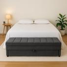 Puf Baú Gaveta Casal Modelo Módulos Verticais 140x50x45cm Na Cor Cinza Escuro