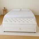 Puf Baú Gaveta Para Cama de Casal 140x50x45cm Na Cor Branca - Tecido Em material sintético