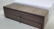 Puf Baú Gaveta Para Cama de Casal 140x50x45cm Na Cor Marrom Claro - Tecido Em Veludo Liso.