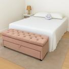 Puf Baú Queen Com Gaveta 160x50x45cm Cor Rosa