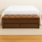 Puf Baú (Sapateira) Com Gaveta de Casal 140x50x45cm Na Cor Marrom - Alta Elegância e Qualidade
