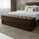 Puf Baú (Sapateira) Com Gaveta de Casal 140x50x45cm Na Cor Marrom - Alta Elegância e Qualidade