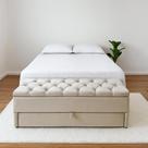 Puf Baú Sapateiro com Gaveta King 195x50x45cm Cor Areia - Produto Direto de Fábrica