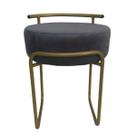Puf Iva Banqueta Penteadeira Quarto Sala Decorativo Redondo Base de Ferro Dourado Luxo