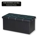 Pufe Baú Organizador Estofado Preto 76cm Dobrável em MDF Organizador Multiuso com Tampa Pufe Baú Organizador Estofado Preto 76cm Dobrável em MDF Organizador Multiuso com Tampa