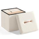 Pufe de armazenamento dobrável SONGMICS pequeno 38x38x38cm branco creme