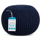 Pufe Ottoman BIRDROCK HOME redondo de algodão azul marinho
