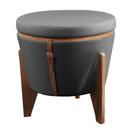 Pufe Puff Flex Espuma D33 Cinza 50cm Com Madeira Tauari