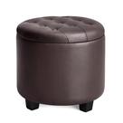Pufe Redondo com Armazenamento SONGMICS em material sintético 45 x 45 x 44 cm