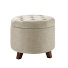Pufe Redondo de Linho com Armazenamento 20 x 17 cm Bege