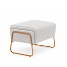 Puff Amélie Base Aço Bouclé Cinza - Sallar Home