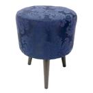 Puff Angel Redondo Pé Palito Jacquard Azul Marinho