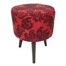 Puff Angel Redondo Pé Palito Jacquard Vermelho com Preto