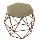 Puff Aramado Bronze Assento Hexagonal Suede Nude - SA Móveis