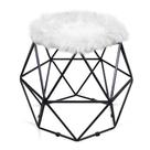 Puff Aramado Hexagono Decorativo Industrial Preto com Pelúcia Branco Puff Aramado Hexagono Decorativo Industrial Preto com Pelúcia Branco