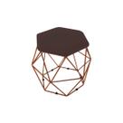 Puff Aramado Onix Hexagonal Base Bronze Marrom Escuro
