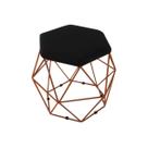 Puff Aramado Onix Hexagonal Base Bronze Preto