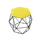 Puff Aramado Preto Decorativo Suede Amarelo Puff Aramado Preto Decorativo Suede Amarelo