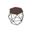Puff Aramado Preto Decorativo Suede Marrom Claro