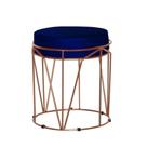 Puff Babu Bronze Veludo Azul Marinho