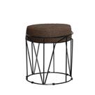 Puff Babu Preta Linho Marrocos Iben Móveis