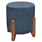 Puff Bally Luxo Banqueta Redonda Madeira Maciça Veludo Azul - Will Decor Puff Bally Luxo Banqueta Redonda Madeira Maciça Veludo Azul - Will Decor