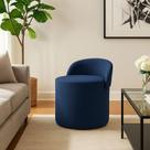 Puff Banco Orgânico Encosto Redondo Sala Estar Quarto Suede Azul Marinho