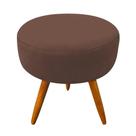 Puff Banqueta classic Redondo Suede Marrom Pés Castan