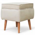 Puff Banqueta Conflex Celine quadrado em tecido veludo capuccino pés de madeira maciça Puff Banqueta Conflex Celine quadrado em tecido veludo capuccino pés de madeira maciça
