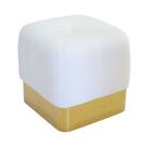 Puff Banqueta de Apoio Quadrado Estof Branco Luxo