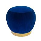 Puff Banqueta de Apoio Redondo Estofado Azul Luxo