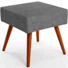 Puff Banqueta Decorativa Com Pés Palito Lívia W01 Linho Cinza Escuro - Lyam Decor Puff Banqueta Decorativa Com Pés Palito Lívia W01 Linho Cinza Escuro - Lyam Decor