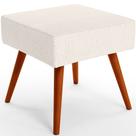 Puff Banqueta Decorativa Com Pés Palito Lívia W01 Linho Cru - Lyam Decor