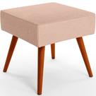 Puff Banqueta Decorativa Com Pés Palito Lívia W01 Linho Rosê - Lyam Decor