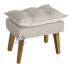 Puff Banqueta Decorativa Glamour Bege Claro Com Pés Quadrado