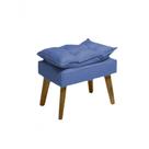 Puff Banqueta Decorativa Glamour Com Pés Quadrado Azul Marinho