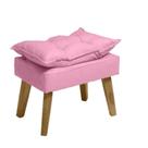 Puff Banqueta Decorativa Glamour Com Pés Quadrado Rosê